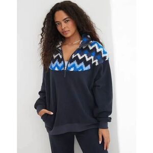 Aerie Hometown Holiday Quarter Zip Sweatshirt L NWT